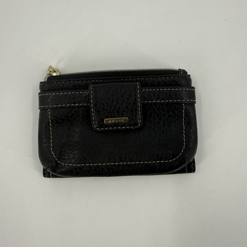 Relic Black Bifold Wallet Coin Zip Pocket ID Window Card Holder